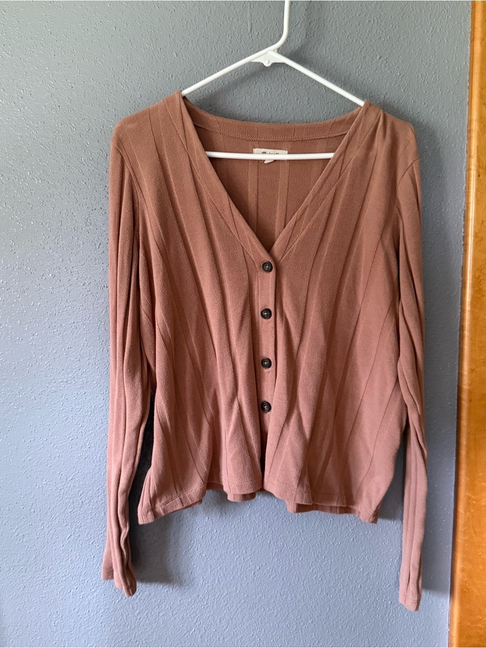 Madewell Tan V Neck Knit Cardigan
